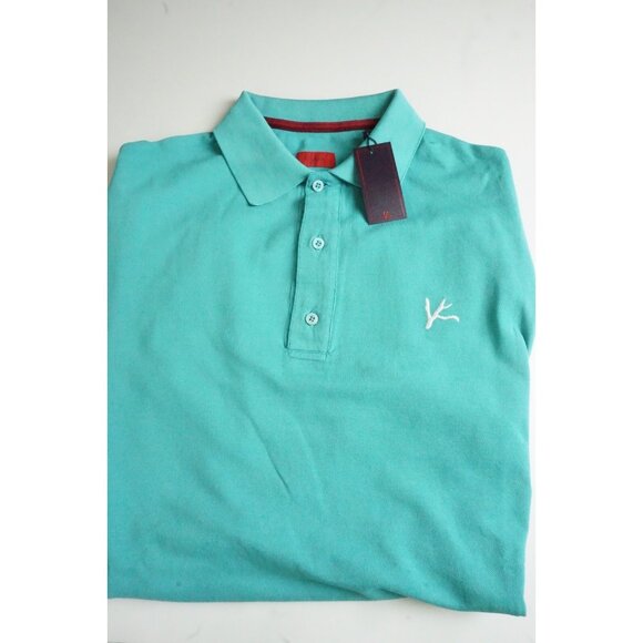 Isaia Solid Light Teal Embroidered Short Sleeve Cotton Polo Shirt Sz L BRAND NEW